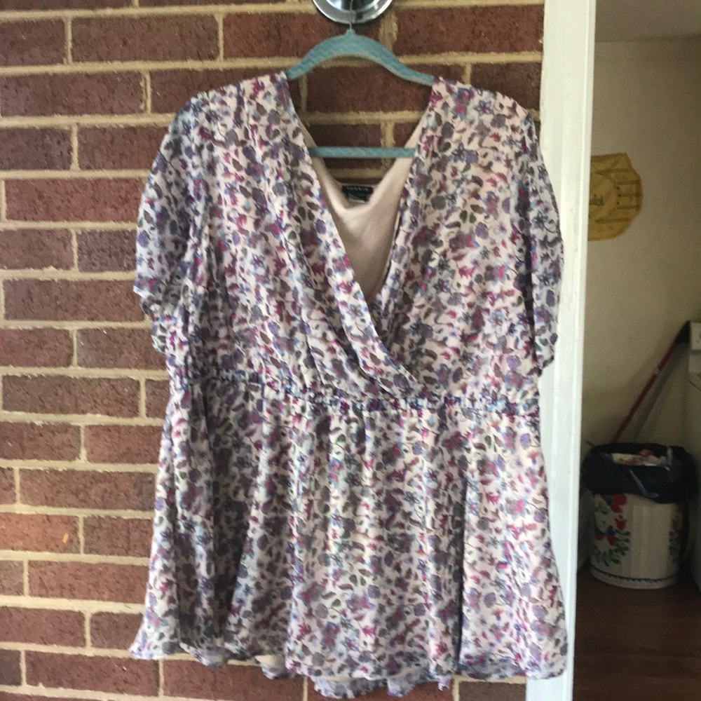 Torrid Floral Surplice Blouse, V-neck, Empire
